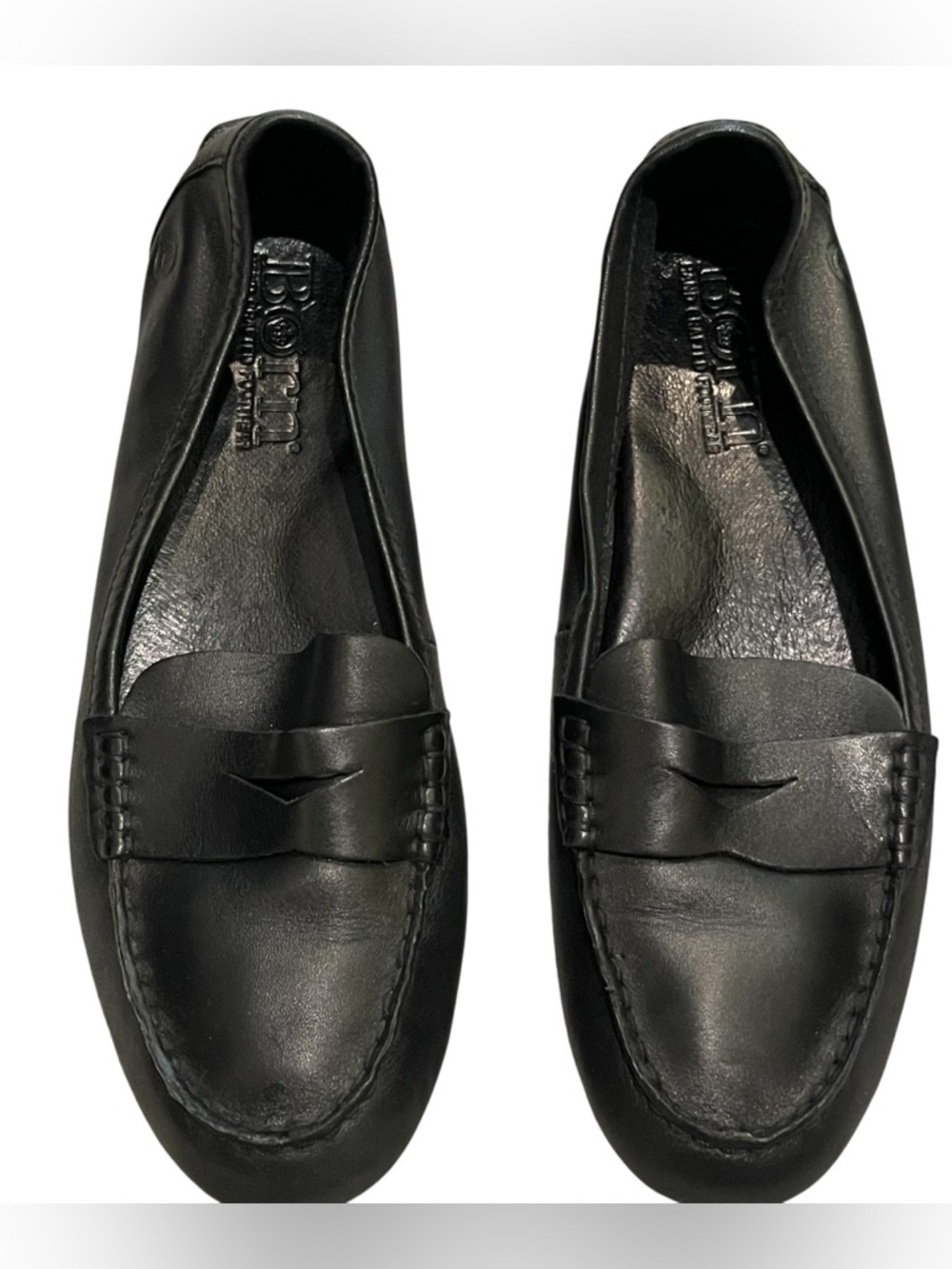 Born Malena Black Leather Driving Shoes Penny Loafers — Size 7.5 - Picture 2 of 12